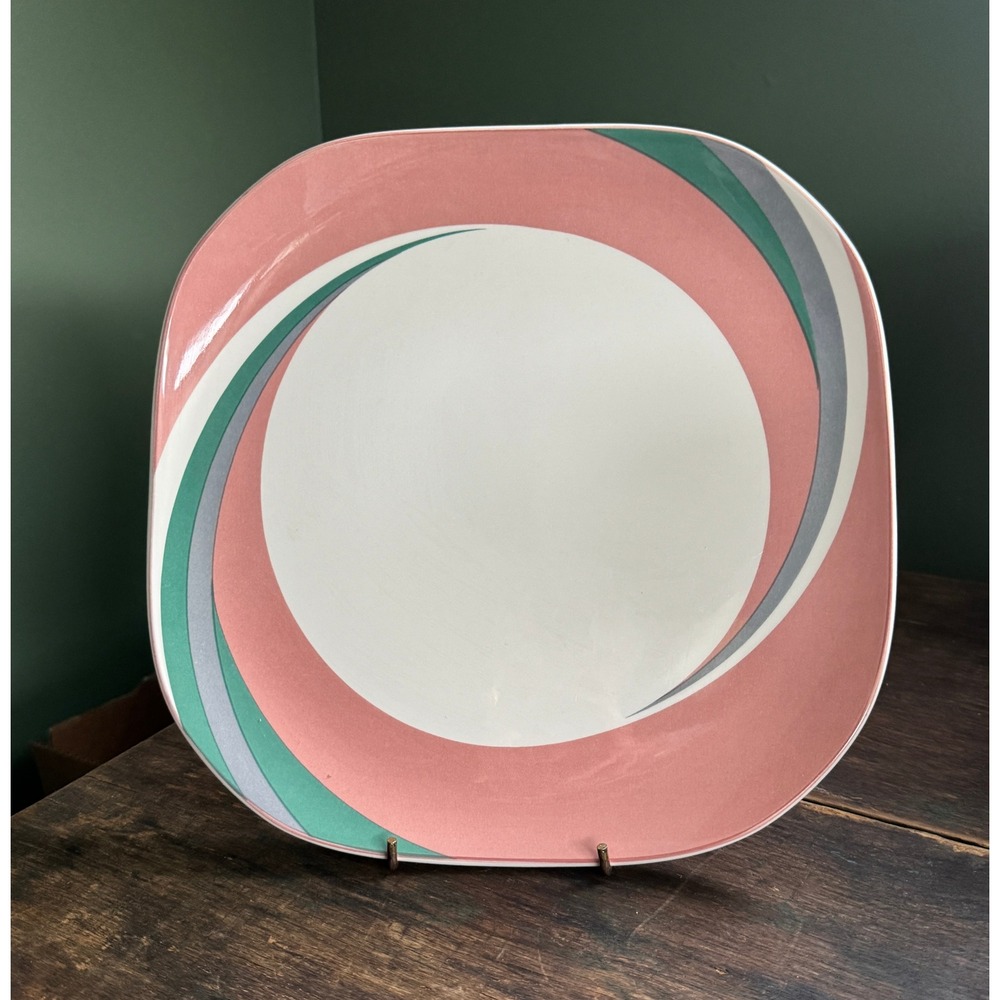 Sango Quadrille Pinwheel Pink Dinner Plate Wendy Klein‎ 80s Square